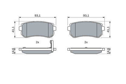 BOSCH 0986494140 Brake Pad Set For Disc Rear 14.6mm Thickness Fits Hyundai Kia