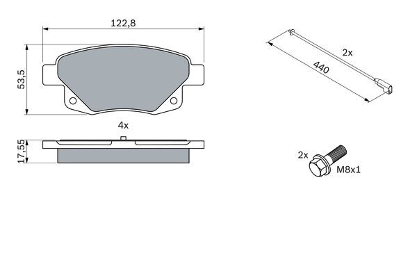 BOSCH 0986494171 Brake Pads Rear 17.55mm Thickness Fits Ford Transit Tourneo