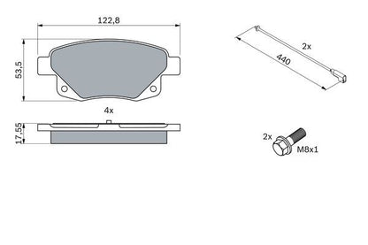 BOSCH 0986494171 Brake Pads Rear 17.55mm Thickness Fits Ford Transit Tourneo