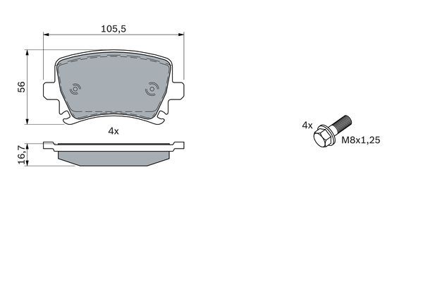 BOSCH 0986494053 Brake Pad Set For Disc Brake Rear Fits Audi Seat Skoda VW