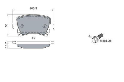 BOSCH 0986494053 Brake Pad Set For Disc Brake Rear Fits Audi Seat Skoda VW