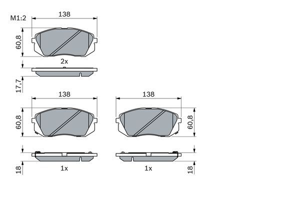 BOSCH 0986494559 Brake Pad Set For Disc Front 18mm Thickness Fits Hyundai Kia