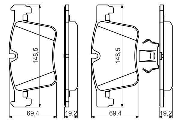 BOSCH 0986494487 Brake Pad Set For Disc Brake Front 19.3mm Thickness Fits BMW