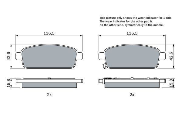 BOSCH 0986494435 Brake Pad Set For Disc Brake Rear Fits Chevrolet Opel Vauxhall