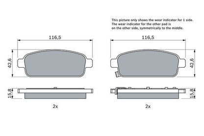 BOSCH 0986494435 Brake Pad Set For Disc Brake Rear Fits Chevrolet Opel Vauxhall