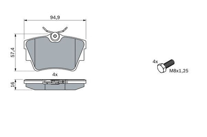 BOSCH 0986494040 Brake Pads Rear 16mm Thickness For Nissan Opel Renault Vauxhall