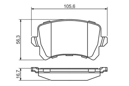 BOSCH 0986494344 Brake Pad Set For Disc Brake Rear 16.4mm Thickness Fits VW Golf