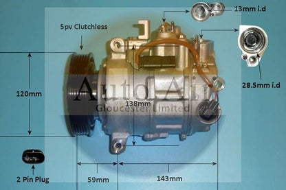 AUTO AIR 14-1286 Air Conditioning Compressor Fits Mercedes-Benz A-Class B-Class