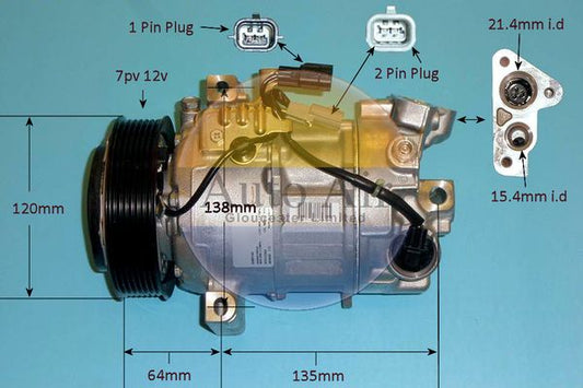AUTO AIR 14-1814 Air Compressor A/C Air Conditioning Fits Nissan Renault