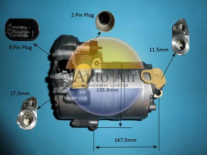 AUTO AIR 14-0808 Air Compressor A/C Air Conditioning Fits Jaguar Land Rover