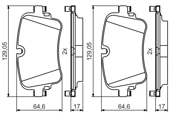 BOSCH 0986495426 Brake Pad Set For Disc Brake Rear 17mm Thickness Fits Audi VW