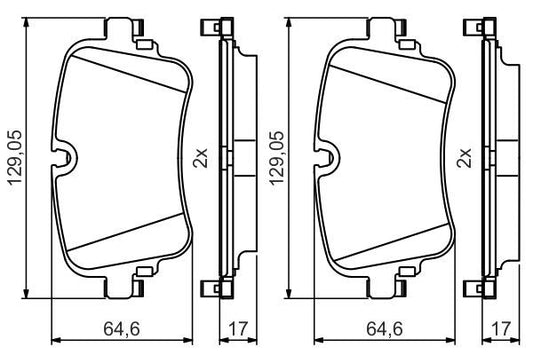 BOSCH 0986495426 Brake Pad Set For Disc Brake Rear 17mm Thickness Fits Audi VW
