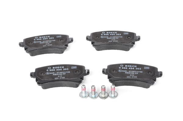 BOSCH 0986494303 Brake Pad Set For Disc Brake Rear 17.5mm Thickness Fits Audi VW