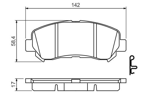 BOSCH 0986494501 Brake Pad Set For Disc Brake Front 17mm Thickness Fits Nissan