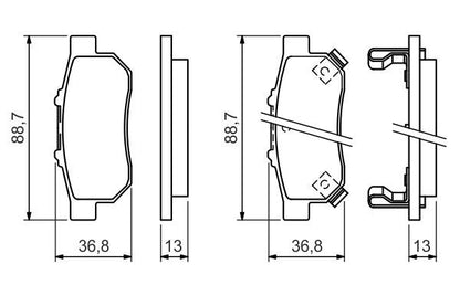 BOSCH 0986494392 Brake Pads Rear 13.4mm Thickness Fits Civic CRX Jazz Prelude