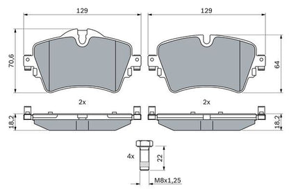 BOSCH 0986494736 Brake Pad Set For Disc Front 18.2mm Thickness Fits BMW Mini