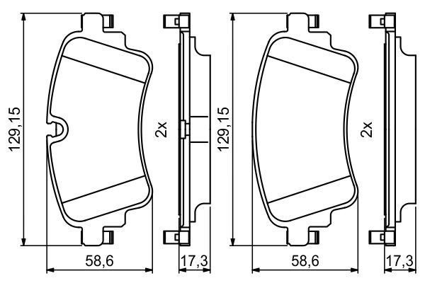 BOSCH 0986494833 Brake Pad Set For Disc Brake Rear 17.3mm Thickness Fits Audi VW