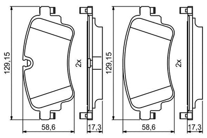 BOSCH 0986494833 Brake Pad Set For Disc Brake Rear 17.3mm Thickness Fits Audi VW