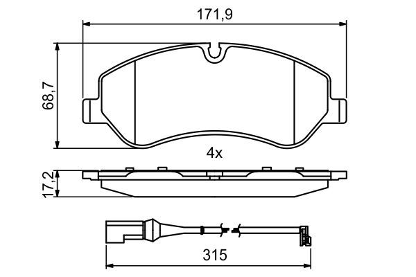 BOSCH 0986494844 Brake Pad Set For Disc Brake Front Fits Transit Custom