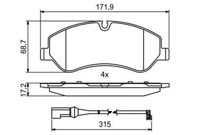 BOSCH 0986494844 Brake Pad Set For Disc Brake Front Fits Transit Custom