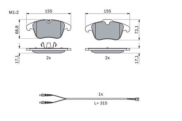 BOSCH 0986494371 Brake Pad Set For Disc Brake Front Fits Peugeot 407 508 508 SW