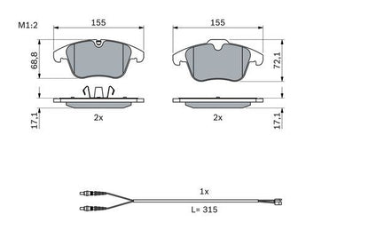 BOSCH 0986494371 Brake Pad Set For Disc Brake Front Fits Peugeot 407 508 508 SW