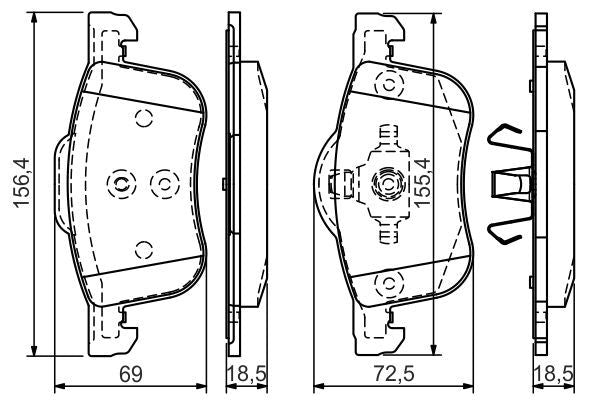 BOSCH 0986495061 Brake Pad Set For Disc Brake 19mm Thickness Fits VOLVO