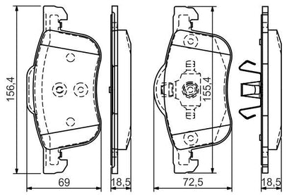 BOSCH 0986495061 Brake Pad Set For Disc Brake 19mm Thickness Fits VOLVO