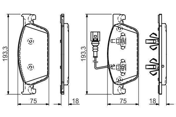 BOSCH 0986494553 Brake Pad Set For Disc Brake Front 17.9mm Thickness Fits VW