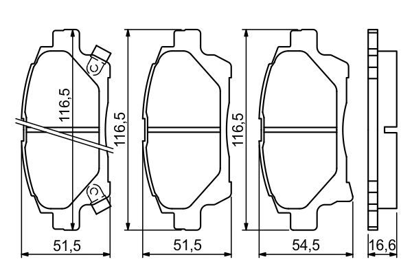 BOSCH 0986494333 Brake Pad Set For Disc Front 16.5mm Thickness Fits Toyota iQ