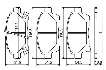 BOSCH 0986494333 Brake Pad Set For Disc Front 16.5mm Thickness Fits Toyota iQ