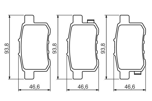 BOSCH 0986494338 Brake Pad Set For Disc Rear 46.6mm Height Fits Honda Accord