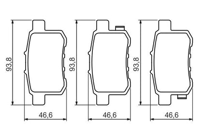 BOSCH 0986494338 Brake Pad Set For Disc Rear 46.6mm Height Fits Honda Accord