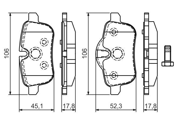 BOSCH 0986494450 Brake Pad Set For Disc Brake Rear 17.8mm Thickness Fits BMW Z4