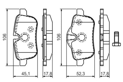 BOSCH 0986494450 Brake Pad Set For Disc Brake Rear 17.8mm Thickness Fits BMW Z4