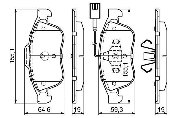 BOSCH 0986494680 Brake Pad Set For Disc Brake Front Fits Alfa Romeo Giulietta