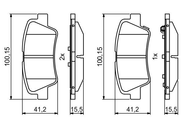 BOSCH 0986494768 Brake Pad Set For Disc Brake Rear Fits Hyundai Kia Ssangyong
