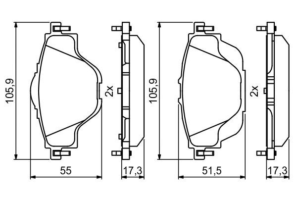 BOSCH 0986494805 Brake Pad Set For Disc Brake Rear Fits DS Opel Peugeot Vauxhall