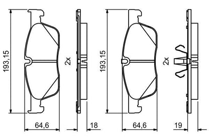 BOSCH 0986494818 Brake Pad Set For Disc Brake Front 65.5mm Height For Land Rover