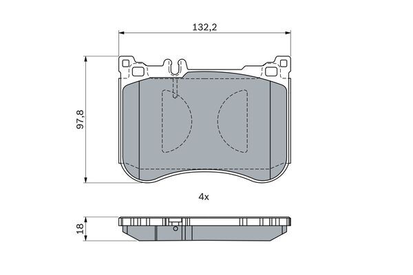 BOSCH 0986494968 Brake Pad Set For Disc Front 18mm Thickness Fits Mercedes-Benz