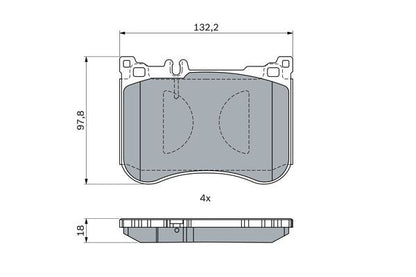 BOSCH 0986494968 Brake Pad Set For Disc Front 18mm Thickness Fits Mercedes-Benz
