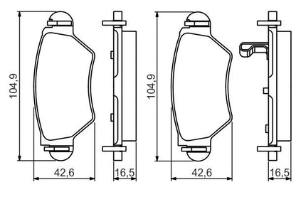 BOSCH 0986495250 Brake Pad Set For Disc Rear 16.5mm Thickness Fits Opel Vauxhall