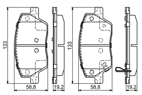 BOSCH 0986495392 Brake Pad Set For Disc Front 19.2mm Thickness Fits Fiat Tipo