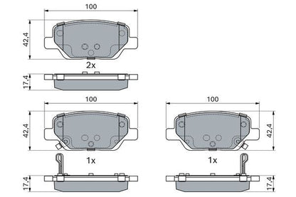 BOSCH 0986495393 Brake Pad Set For Disc Rear 17.4mm Thickness Fits Fiat Tipo