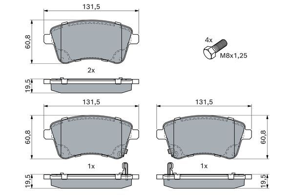 BOSCH 0986494552 Brake Pad Set For Disc Front 19.3mm Thickness Fits Kia Venga