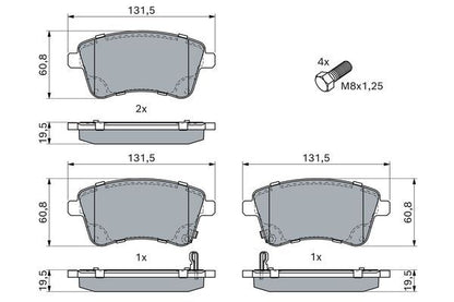 BOSCH 0986494552 Brake Pad Set For Disc Front 19.3mm Thickness Fits Kia Venga