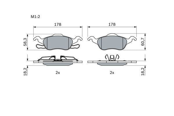 BOSCH 0986494284 Brake Pad Set For Disc Front 18.2mm Thickness Fits Ford Focus