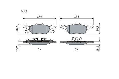 BOSCH 0986494284 Brake Pad Set For Disc Front 18.2mm Thickness Fits Ford Focus