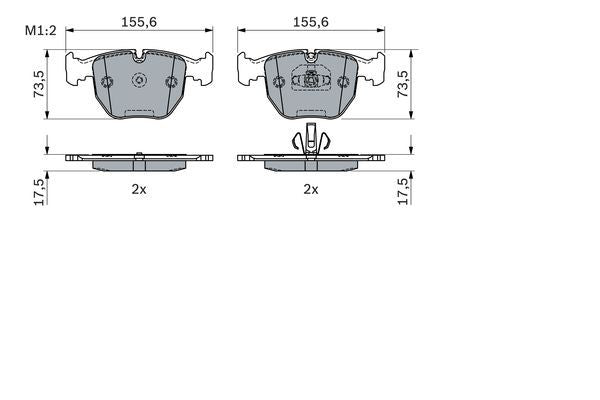 BOSCH 0986494918 Brake Pad Set For Disc Rear 17.5mm Thickness Fits Ghost Wraith