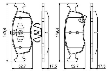 BOSCH 0986494687 Brake Pad Set For Disc Front 17.5mm Thickness Fits Fiat Lancia